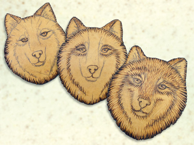 Scrolled and Burned Gourd Wolf