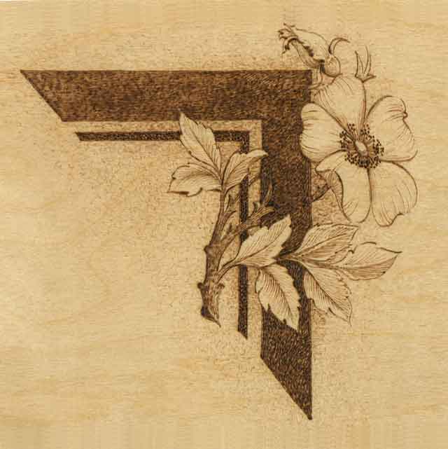 Wild Rose Corner demonstrates that a wide range of values can be created just by learning to control how much time you use to make an individual burned stroke.